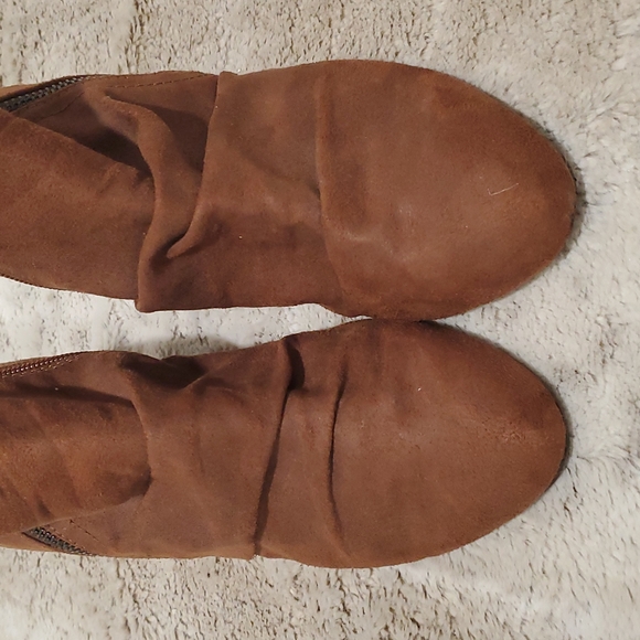 Unity by Carlos Santana Light Brown Zip Up Ankle Booties Wedges Size 7M - Picture 2 of 6